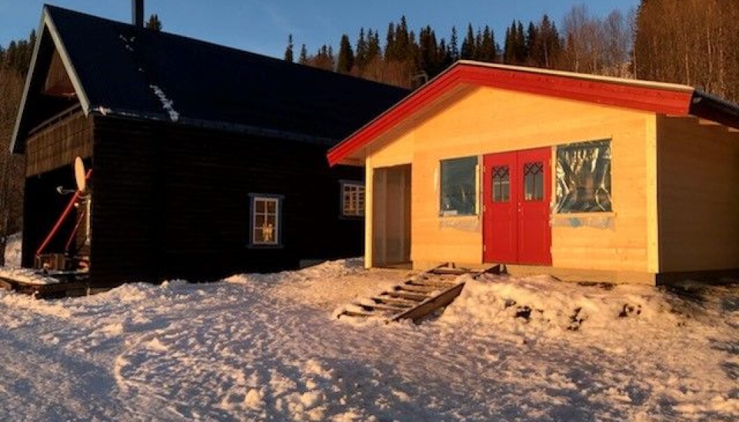 Entrén som ska välkomna gästerna till Hotell Stora Blåsjön. Entrén som ska välkomna gästerna till Hotell Stora Blåsjön.