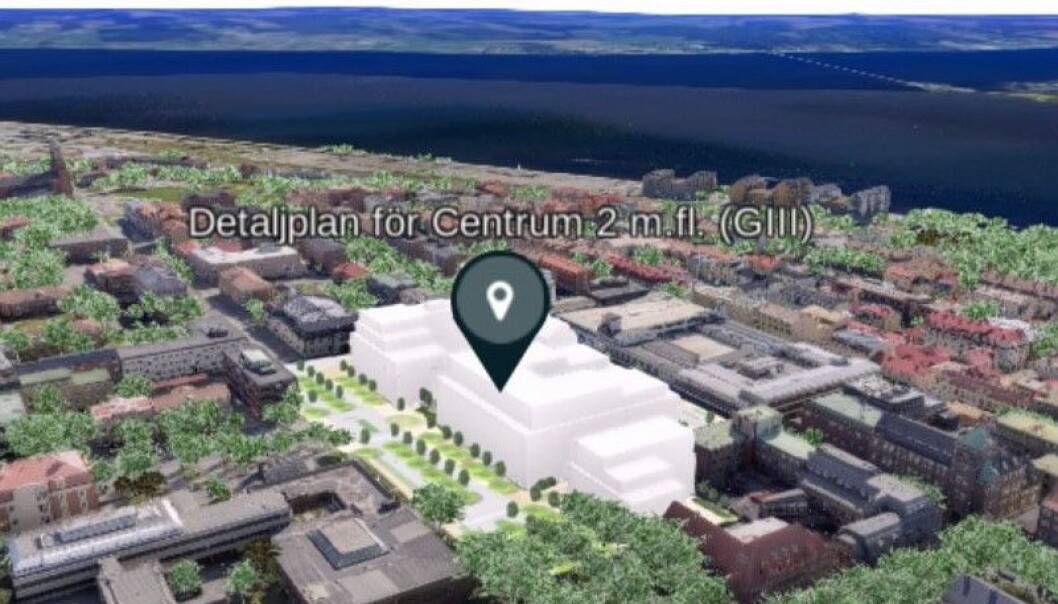 De planerade byggnaderna kommer att bli relativt höga. Illustration: Östersunds kommun De planerade byggnaderna kommer att bli relativt höga. Illustration: Östersunds kommun