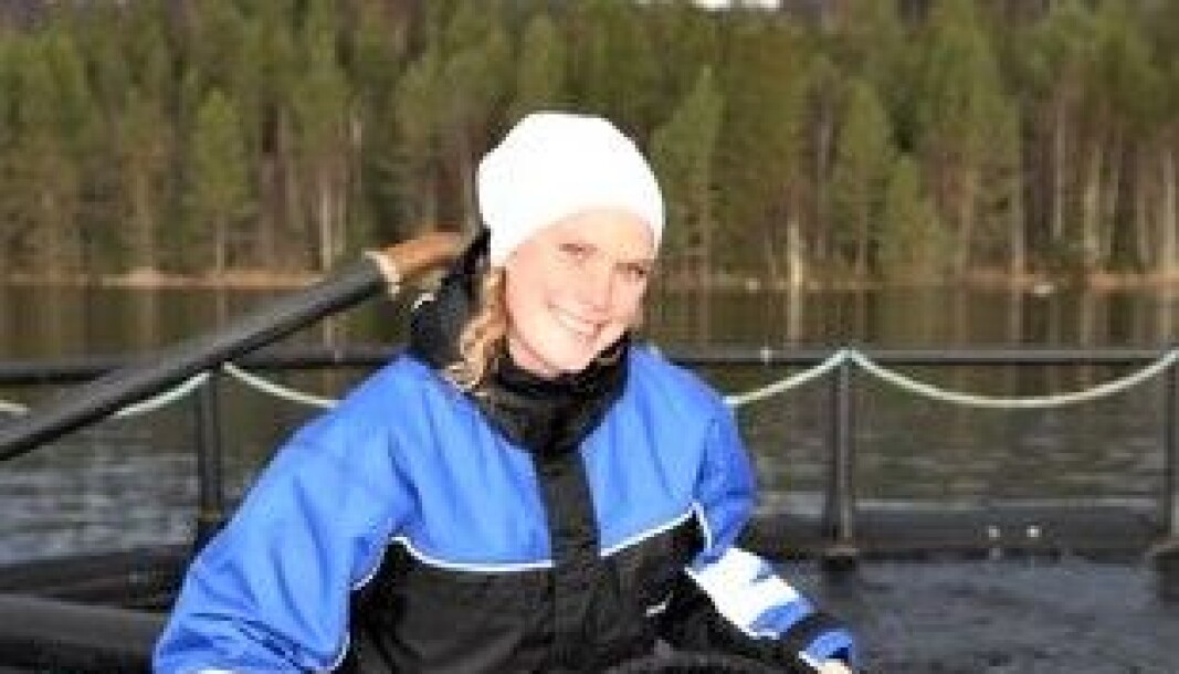 Elin Mehlhorn är platschef vid Landöns fiskodling. Elin Mehlhorn är platschef vid Landöns fiskodling.