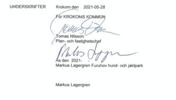 Enligt avtalet som är undertecknat av Tomas Nilsson och företagaren Markus Lagergren ska hundentreprenören betala 6 000 kronor om året för arrendet. Enligt avtalet som är undertecknat av Tomas Nilsson och företagaren Markus Lagergren ska hundentreprenören betala 6 000 kronor om året för arrendet.