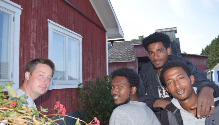 Claes med det eritreanska gänget för dagen: Degen, Fanuel och Desie. Claes med det eritreanska gänget för dagen: Degen, Fanuel och Desie.