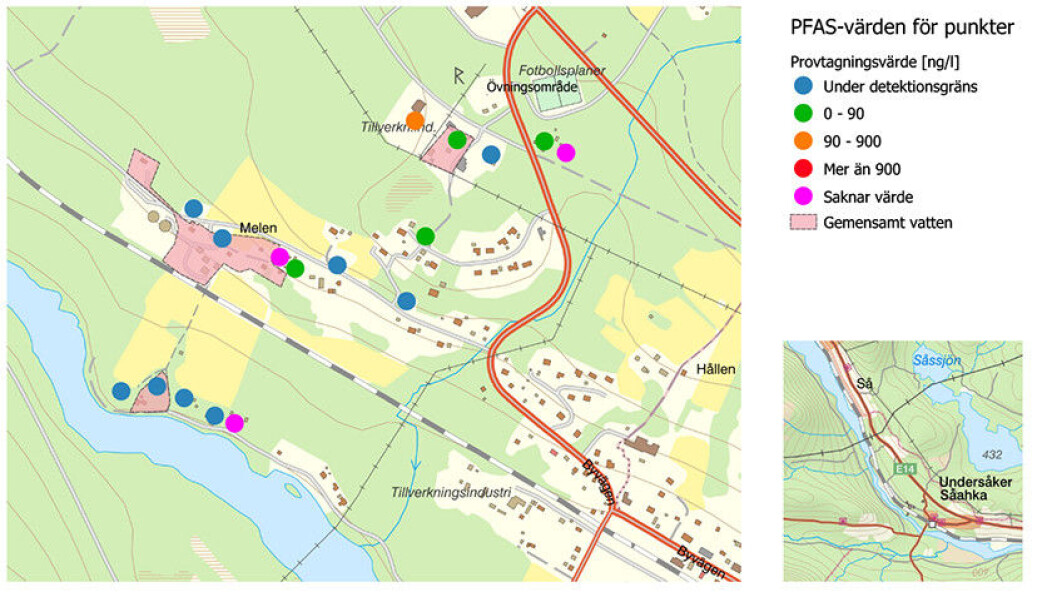 Här är området i Undersåker där det finns förhöjda värden av de giftiga fluorämnena PFAS. Bild: Åre kommun Här är området i Undersåker där det finns förhöjda värden av de giftiga fluorämnena PFAS. Bild: Åre kommun