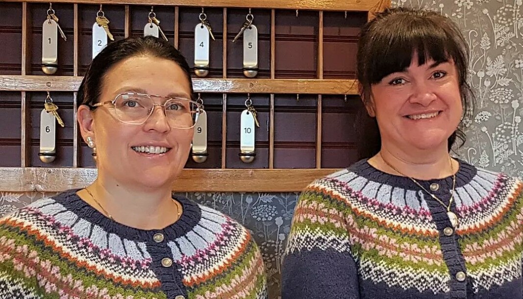 Lotta Falk och Helena Maiorana är två av delägarna. Här är de i receptionen på hotellet Lotta Falk och Helena Maiorana är två av delägarna. Här är de i receptionen på hotellet