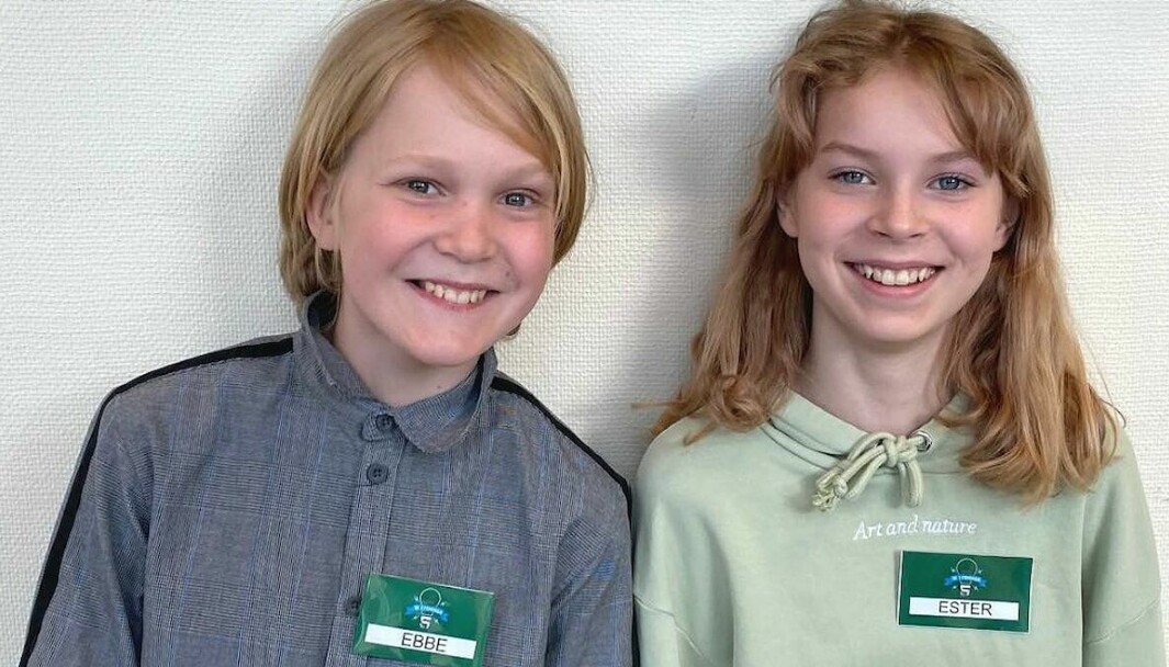 Ebbe och Ester från Valla: Ebbe Leiler och Ester Jakobsson tävlar för Vallaskolan. Bild: Thomas Mörk/Sveriges Radio