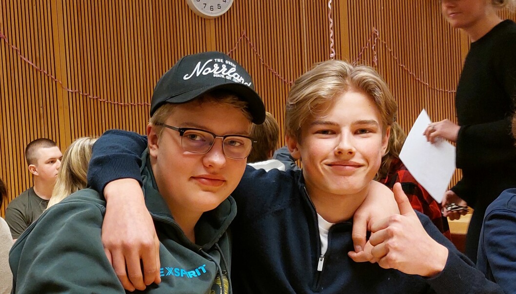Edvard Pettersson och Hampus Berglund är två av eleverna från vinnande klassen 9A.