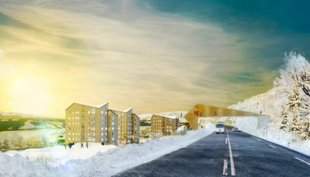 Fem nya hus med upp till 9 våningar kommer att byggas i centrala Åre.