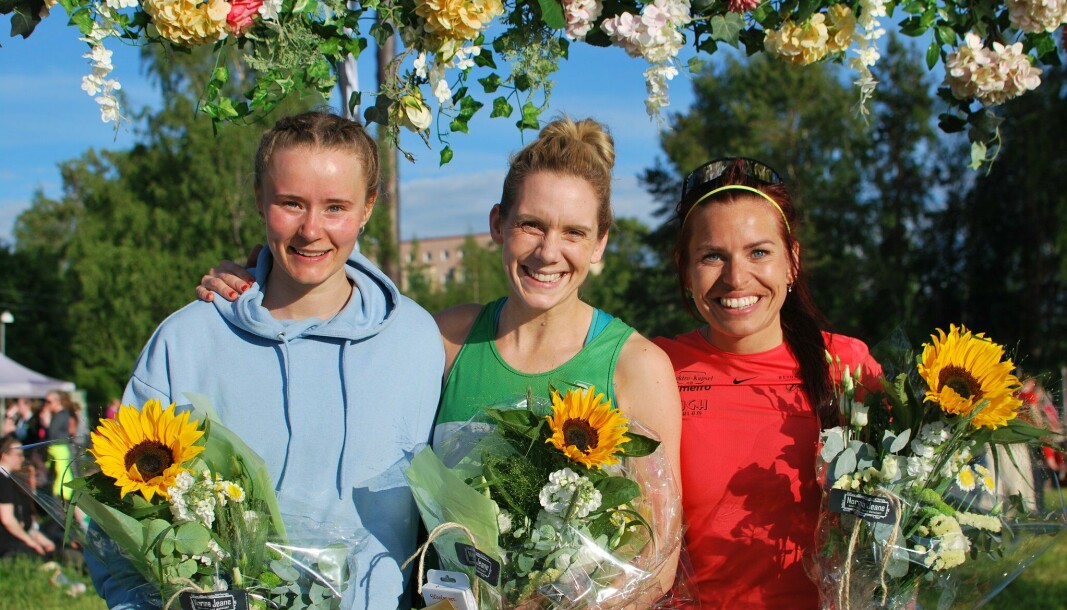 Från vänster: trean Alicia Persson, segraren Åsa Wiklund och tvåan Elisabeth Höglund.