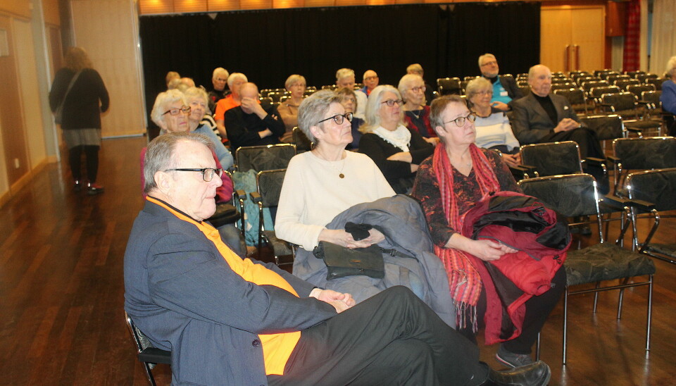 En intresserad publik lyssnade på Eva Ericsson, förbundsordförande för SPF Seniorerna.