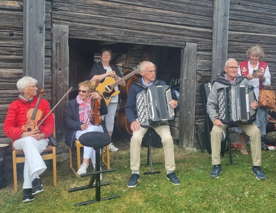 Ovikens Spelmanslag var på plats och delade med sig av ljuv musik, en tradition på hembygdsgårdens midsommarfirande.
