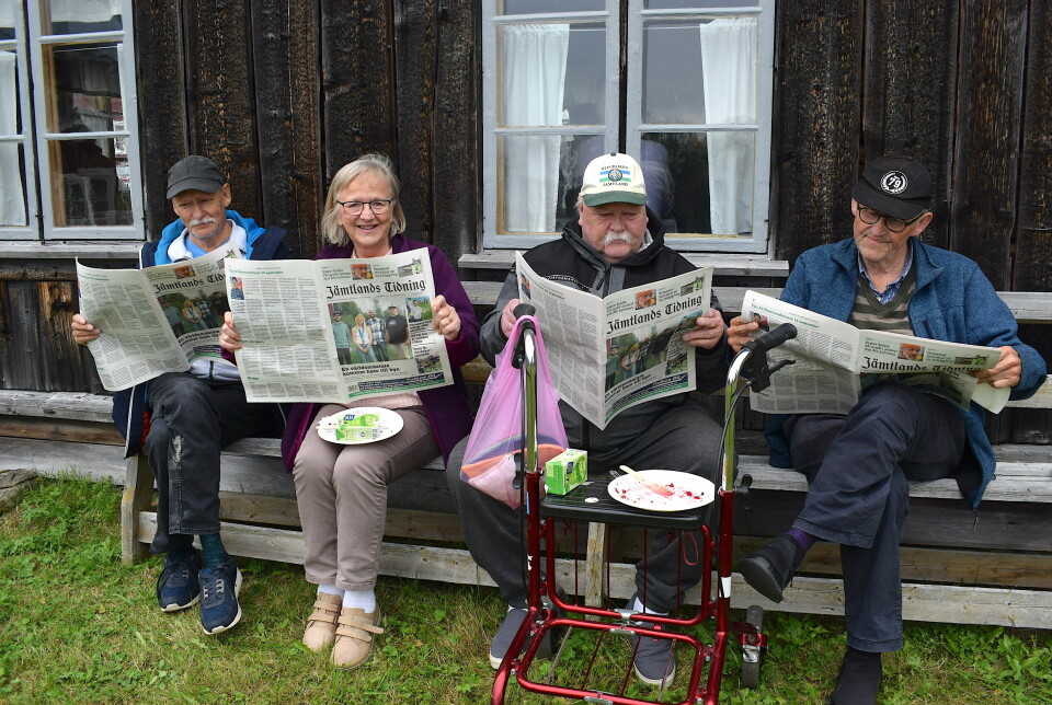 Johhn Hadders, Göteborg, Siv-Britt Hammarberg, Borås, Hasse Johansso, Loke, och Nisse Olausson, Hackås, gillar att läsa Jämtlands Tidning.