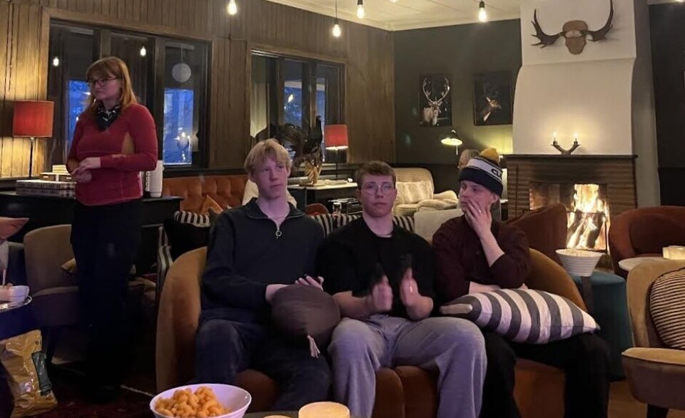 Kompisarna Johannes, Hugo och Alex från Umeå passade på att besöka Cinema Queers stop på Mullfjällets pensionat under sportlovsfirandet.